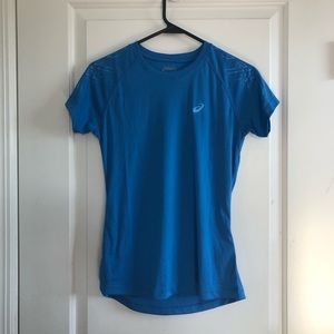 blue Asics drifit shirt